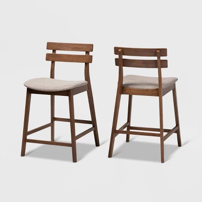 Set Of 2 Larine Wood Counter Height Barstools - Baxton Studio 9 Set Of 2 Larine Wood Counter Height Barstools - Baxton Studio - Image 9