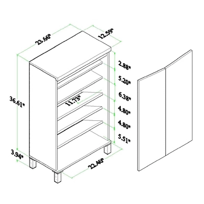 Talon Two-Tone Wood 2 Door Shoe Storage Cabinet Walnut Brown/Dark Gray - Baxton Studio 10 Talon Two-Tone Wood 2 Door Shoe Storage Cabinet Walnut Brown/Dark Gray - Baxton Studio - Image 10