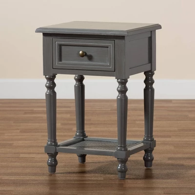 Sheldon Vintage Wood 1 Drawer Nightstand Gray - Baxton Studio 8 Sheldon Vintage Wood 1 Drawer Nightstand Gray - Baxton Studio - Image 8