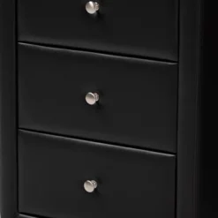 Tessa Faux Leather Upholstered 3 Drawer Nightstand Black - Baxton Studio -Baxton Studio GUEST eac99a6b c9e4 4692 bf02 c7705bb6d711
