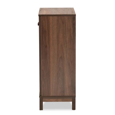 2 Door Nissa Wood Shoe Storage Cabinet Walnut Brown - Baxton Studio 3 2 Door Nissa Wood Shoe Storage Cabinet Walnut Brown - Baxton Studio - Image 3