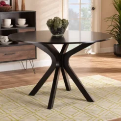 48" Kenji Wide Round Wood Dining Table Dark Brown - Baxton Studio 8 48" Kenji Wide Round Wood Dining Table Dark Brown - Baxton Studio -Baxton Studio GUEST ebc038bd 3ecb 4aa8 b11e 0dd81464a062