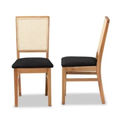 Set Of 2 Idris Fabric Upholstered Rattan Dining Chairs Black/Oak Brown - Baxton Studio 10 Set Of 2 Idris Fabric Upholstered Rattan Dining Chairs Black/Oak Brown - Baxton Studio -Baxton Studio GUEST ebfea686 372f 4d9d b535 c9d3268b68cb