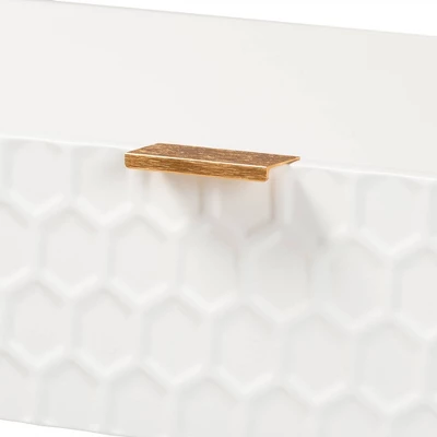 Galia Wood And Metal 1 Drawer Console Table White/Gold - Baxton Studio 4 Galia Wood And Metal 1 Drawer Console Table White/Gold - Baxton Studio - Image 4