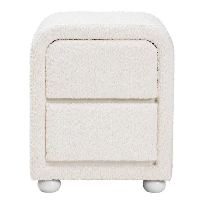 Baxton Studio Bonilla Teddy Bear Fabric And Rubberwood 2 Drawer Nightstand White: Polyester, MDF, Modern Design 3 Baxton Studio Bonilla Teddy Bear Fabric And Rubberwood 2 Drawer Nightstand White: Polyester, MDF, Modern Design - Image 3