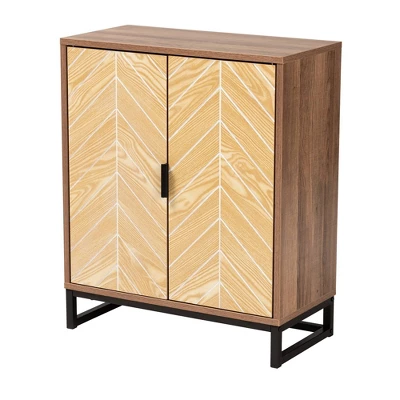 Josephine Two-Tone Wood And Metal 2 Door Storage Cabinet Walnut Brown/White/Black - Baxton Studio 1 Josephine Two-Tone Wood And Metal 2 Door Storage Cabinet Walnut Brown/White/Black - Baxton Studio