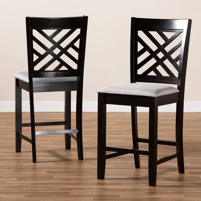 Set Of 2 Caron Finished Wood Counter Height Pub Chairs - Baxton Studio 2 Set Of 2 Caron Finished Wood Counter Height Pub Chairs - Baxton Studio - Image 2