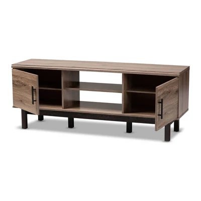 2 Door Arend Two-Tone Wood TV Stand For TVs Up To 55" Brown - Baxton Studio 7 2 Door Arend Two-Tone Wood TV Stand For TVs Up To 55" Brown - Baxton Studio - Image 7