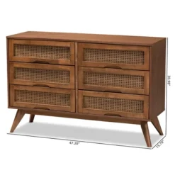 Barrett Wood And Synthetic Rattan 6 Drawer Dresser Walnut Brown - Baxton Studio 18 Barrett Wood And Synthetic Rattan 6 Drawer Dresser Walnut Brown - Baxton Studio -Baxton Studio GUEST ed8a86ce 4a1f 405b bcf7 f2ab4df760b9