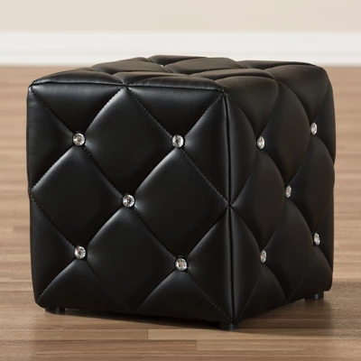 Stacey Modern And Contemporary Faux Leather Upholstered Ottoman - Baxton Studio 3 Stacey Modern And Contemporary Faux Leather Upholstered Ottoman - Baxton Studio - Image 3