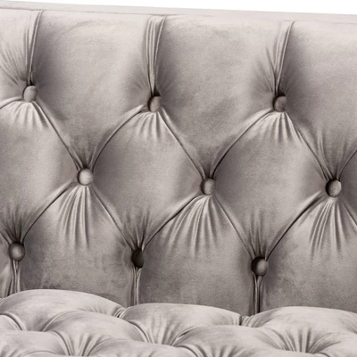 Zanetta Velvet Finished Sofa Gray - Baxton Studio 1 Zanetta Velvet Finished Sofa Gray - Baxton Studio