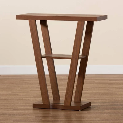 Boone Wood Console Table Walnut Brown - Baxton Studio: Modern Entryway Furniture With Shelf, Space-Saving Design 5 Boone Wood Console Table Walnut Brown - Baxton Studio: Modern Entryway Furniture With Shelf, Space-Saving Design - Image 5