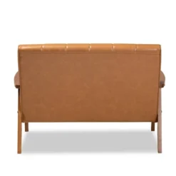 Nikko Mid-Century Faux Leather Upholstered Wood Loveseat Walnut/Brown - Baxton Studio 9 Nikko Mid-Century Faux Leather Upholstered Wood Loveseat Walnut/Brown - Baxton Studio -Baxton Studio GUEST ef7ccb96 7422 4862 aa6f a4fdd26f416f