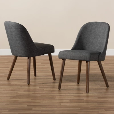 Set Of 2 Cody Mid Century Modern Walnut Finished Wood Fabric Upholstered Dining Chair - Baxton Studio 6 Set Of 2 Cody Mid Century Modern Walnut Finished Wood Fabric Upholstered Dining Chair - Baxton Studio - Image 6