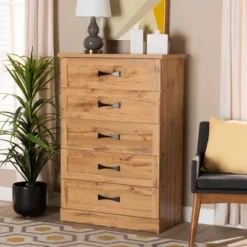 Colburn Wood 5 Drawer Tallboy Storage Chest Oak Brown - Baxton Studio 10 Colburn Wood 5 Drawer Tallboy Storage Chest Oak Brown - Baxton Studio -Baxton Studio GUEST f05f9c8d 69bd 4ca6 884c b31a7388710d