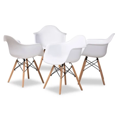 4pc Galen Plastic And Wood Dining Chair Set - Baxton Studio 10 4pc Galen Plastic And Wood Dining Chair Set - Baxton Studio - Image 10