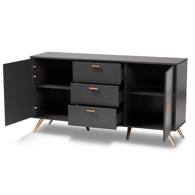 Kelson Wood 2 Door Sideboard Buffet Dark Gray/Gold - Baxton Studio 1 Kelson Wood 2 Door Sideboard Buffet Dark Gray/Gold - Baxton Studio
