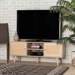 Sebille Wood With Natural Rattan 2 Door TV Stand For TVs Up To 45" Light Brown - Baxton Studio 15 Sebille Wood With Natural Rattan 2 Door TV Stand For TVs Up To 45" Light Brown - Baxton Studio -Baxton Studio GUEST f167fa22 f747 4999 b0fb 533cb878199c