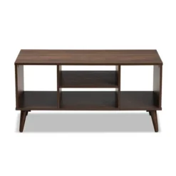 Linas Wood Coffee Table Walnut - Baxton Studio: Mid-Century Modern Design, Rubberwood Frame, Rectangular Shape
