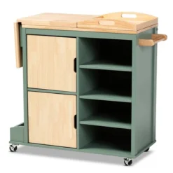 Dorthy Two-Tone Wood Kitchen Cart Green/Natural - Baxton Studio 19 Dorthy Two-Tone Wood Kitchen Cart Green/Natural - Baxton Studio -Baxton Studio GUEST f2bbefdd 0bbf 4a5f a4f3 bcd193a8a0c1