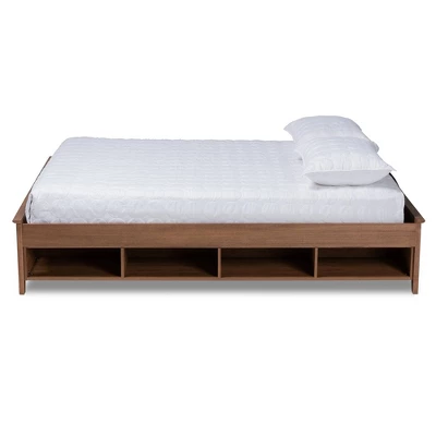 Anders Wood Platform Storage Bed Frame With Built-In Shelves Ash Walnut - Baxton Studio 1 Anders Wood Platform Storage Bed Frame With Built-In Shelves Ash Walnut - Baxton Studio