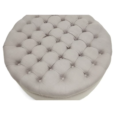 Iglehart Linen Modern Tufted Ottoman - Baxton Studio 3 Iglehart Linen Modern Tufted Ottoman - Baxton Studio - Image 3