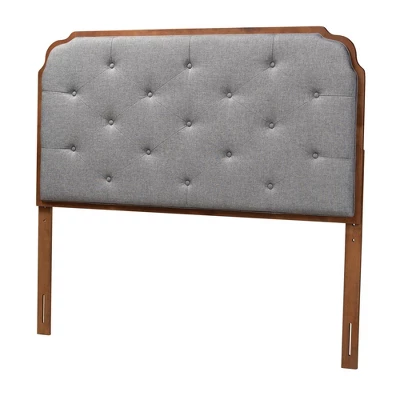 Baxton Studio King Shanti Fabric And Wood Headboard Gray/Walnut Brown: Tufted, Adjustable Height 1 Baxton Studio King Shanti Fabric And Wood Headboard Gray/Walnut Brown: Tufted, Adjustable Height