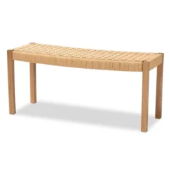 Pacari Rustic Transitional Wood Hemp Accent Bench Oak Brown - Baxton Studio -Baxton Studio GUEST f33e22a4 1b50 451f 9499 b8ab61ac8291