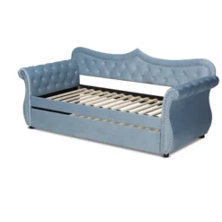 Twin Abbie Velvet Tufted Daybed With Trundle Light Blue - Baxton Studio 12 Twin Abbie Velvet Tufted Daybed With Trundle Light Blue - Baxton Studio -Baxton Studio GUEST f3667019 05e1 4d0d ab34 f322094ca485