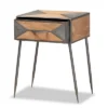 Laurel Metal And Wood 1 Drawer Nightstand Gray/Brown - Baxton Studio