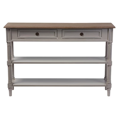 Edouard French Provincial Style Console Table With 2 Drawers - White/Light Brown - Baxton Studio 1 Edouard French Provincial Style Console Table With 2 Drawers - White/Light Brown - Baxton Studio