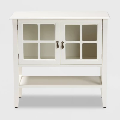 Chauncey Wood And Glass 2 Door Kitchen Cabinet White - Baxton Studio 2 Chauncey Wood And Glass 2 Door Kitchen Cabinet White - Baxton Studio - Image 2