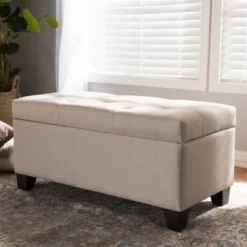 Michaela Modern And Contemporary Fabric Upholstered Storage Ottoman - Baxton Studio -Baxton Studio GUEST f3fdd11b ced1 4396 a69a ba974968cca7
