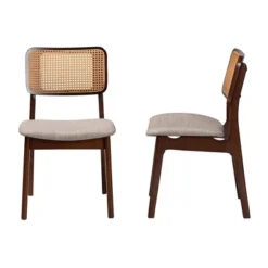 Baxton Studio Baxton Studio 2pc Dannon Fabric And Wood Dining Chairs Gray/Walnut Brown/Light Brown: Polyester Upholstery, Rubberwood Frame -Baxton Studio GUEST f413f661 1ba7 4dd2 bc55 dd85b891d500