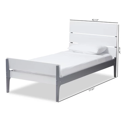 Twin Nereida Modern Classic Mission Style Finished Wood Platform Bed White/Gray - Baxton Studio 7 Twin Nereida Modern Classic Mission Style Finished Wood Platform Bed White/Gray - Baxton Studio - Image 7