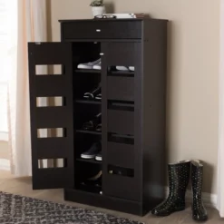 Acadia Modern And Contemporary Finished Shoe Cabinet Dark Brown - Baxton Studio 19 Acadia Modern And Contemporary Finished Shoe Cabinet Dark Brown - Baxton Studio -Baxton Studio GUEST f4a2db63 ed67 4269 b678 d09e64f2f3a5