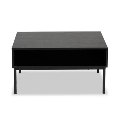 Haben Two-Tone Wood Coffee Table Oak Brown/Black - Baxton Studio: Industrial Style, Square Shape, Metal Frame 5 Haben Two-Tone Wood Coffee Table Oak Brown/Black - Baxton Studio: Industrial Style, Square Shape, Metal Frame - Image 5