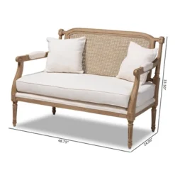 Clemence Upholstered Whitewashed Wood Sofa Loveseat Ivory/Oak - Baxton Studio 11 Clemence Upholstered Whitewashed Wood Sofa Loveseat Ivory/Oak - Baxton Studio -Baxton Studio GUEST f579c495 9777 491f 9c22 e470e3284691