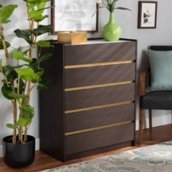Walker Wood 5 Drawer Chest With Faux Marble Top Dark Brown/Marble/Gold - Baxton Studio -Baxton Studio GUEST f5bf88da e6ad 43b3 b60f 275f481fe8b1