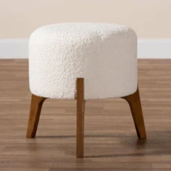 Elkie Fabric And Wood Ottoman Footstool Cream/Walnut Brown - Baxton Studio 11 Elkie Fabric And Wood Ottoman Footstool Cream/Walnut Brown - Baxton Studio -Baxton Studio GUEST f5c9208e e2e2 4845 a121 6acb25f67874