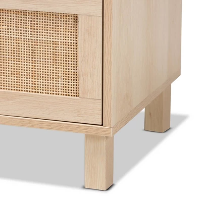 Sebille Wood With Natural Rattan 3 Drawer Storage Chest Light Brown - Baxton Studio 5 Sebille Wood With Natural Rattan 3 Drawer Storage Chest Light Brown - Baxton Studio - Image 5