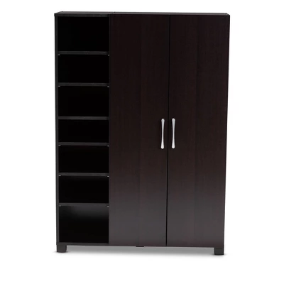 Marine Finished 2 Door Wood Entryway Shoe Storage Cabinet With Open Shelves Brown - Baxton Studio 8 Marine Finished 2 Door Wood Entryway Shoe Storage Cabinet With Open Shelves Brown - Baxton Studio - Image 8