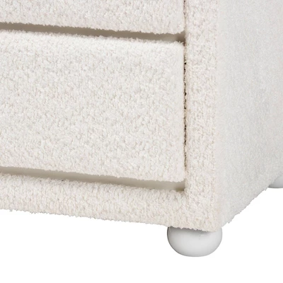 Baxton Studio Bonilla Teddy Bear Fabric And Rubberwood 2 Drawer Nightstand White: Polyester, MDF, Modern Design 5 Baxton Studio Bonilla Teddy Bear Fabric And Rubberwood 2 Drawer Nightstand White: Polyester, MDF, Modern Design - Image 5