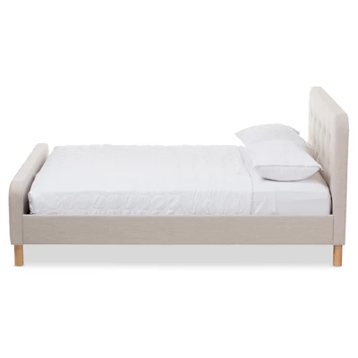 Full Samson Mid Century Fabric Upholstered Platform Bed Light Beige - Baxton Studio 1 Full Samson Mid Century Fabric Upholstered Platform Bed Light Beige - Baxton Studio
