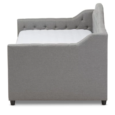 Twin Perry Modern And Contemporary Fabric Daybed With Trundle Light Gray - Baxton Studio 2 Twin Perry Modern And Contemporary Fabric Daybed With Trundle Light Gray - Baxton Studio - Image 2
