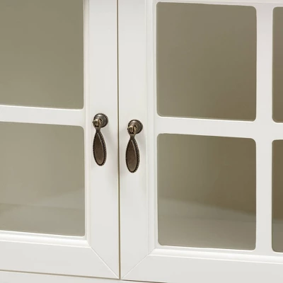 Chauncey Wood And Glass 2 Door Kitchen Cabinet White - Baxton Studio 4 Chauncey Wood And Glass 2 Door Kitchen Cabinet White - Baxton Studio - Image 4