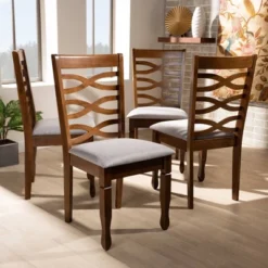 Set Of 4 Elijah Dining Chair Gray/Walnut - Baxton Studio -Baxton Studio GUEST f7529b71 aa04 4305 a924 49c9801722fb