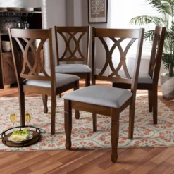 4pc Augustine Fabric Upholstered Dining Chair Set Gray/Walnut Brown - Baxton Studio 8 4pc Augustine Fabric Upholstered Dining Chair Set Gray/Walnut Brown - Baxton Studio -Baxton Studio GUEST f7a9ecf2 ba71 4b79 8f90 69c254471ae7