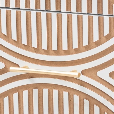 Baxton Studio King 3pc Louetta Carved Contrasting Bedroom Set White/Natural Brown 6 Baxton Studio King 3pc Louetta Carved Contrasting Bedroom Set White/Natural Brown - Image 6