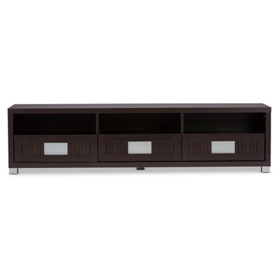 Gerhardine Wood 3 Drawer TV Stand For TVs Up To 62" Dark Brown - Baxton Studio 1 Gerhardine Wood 3 Drawer TV Stand For TVs Up To 62" Dark Brown - Baxton Studio